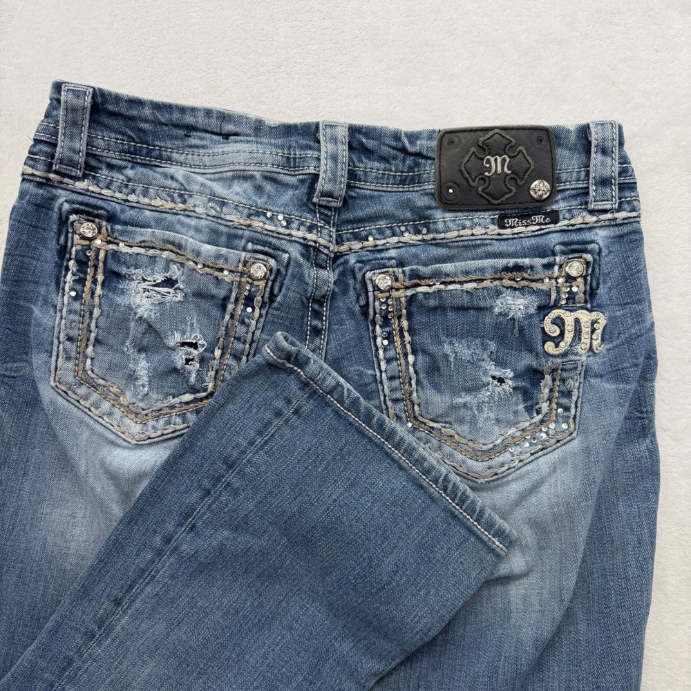 Miss Me Blue Boot Cut Jeans with Silver Accents